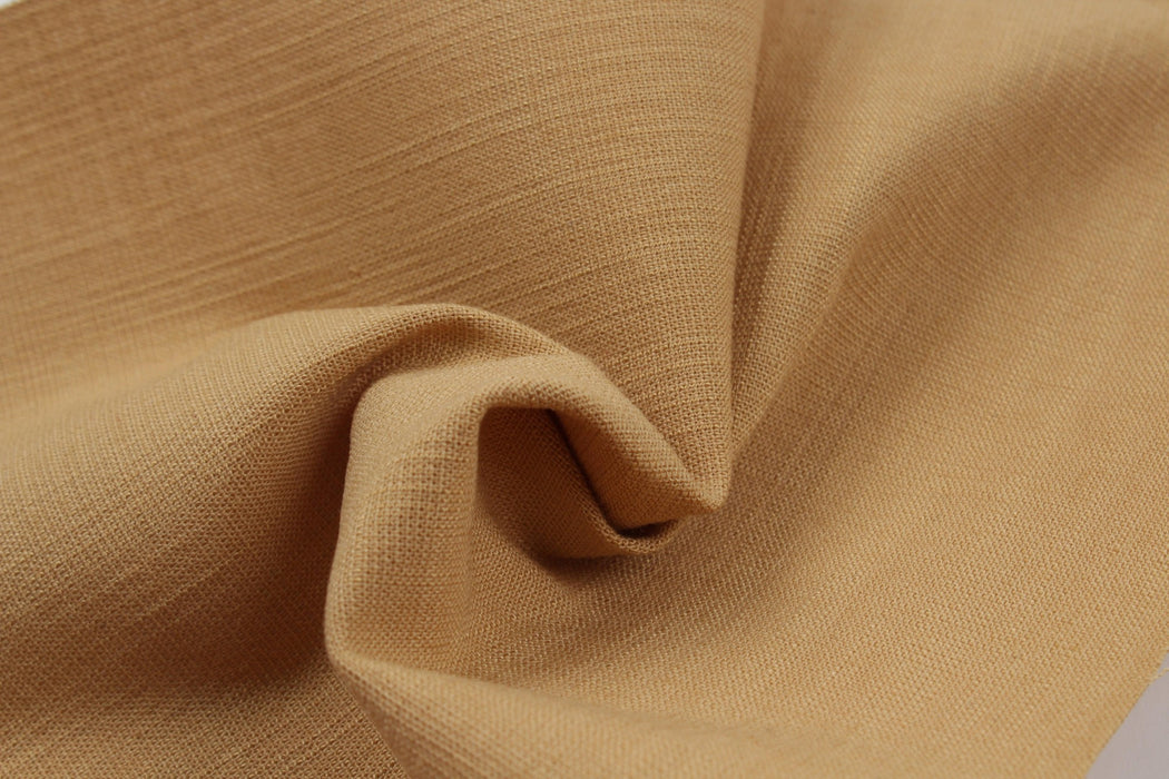 Ecovero Viscose and Cotton Slubbed Fabric - Camel Brown-Fabric-FabricSight