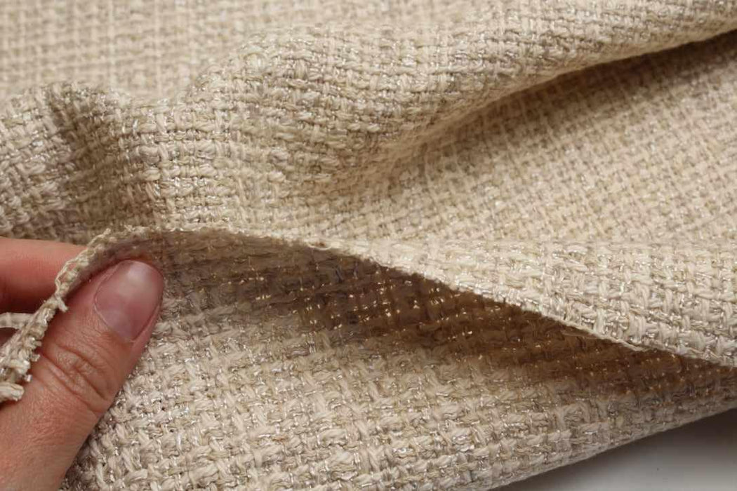 Ecru Wool-Blend Tweed – Premium Spanish Deadstock, Soft & Structured-Fabric-FabricSight