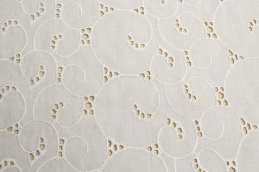 Embroidered Geometric Circles Cotton Poplin - 2 Sides Scallop-Fabric-FabricSight