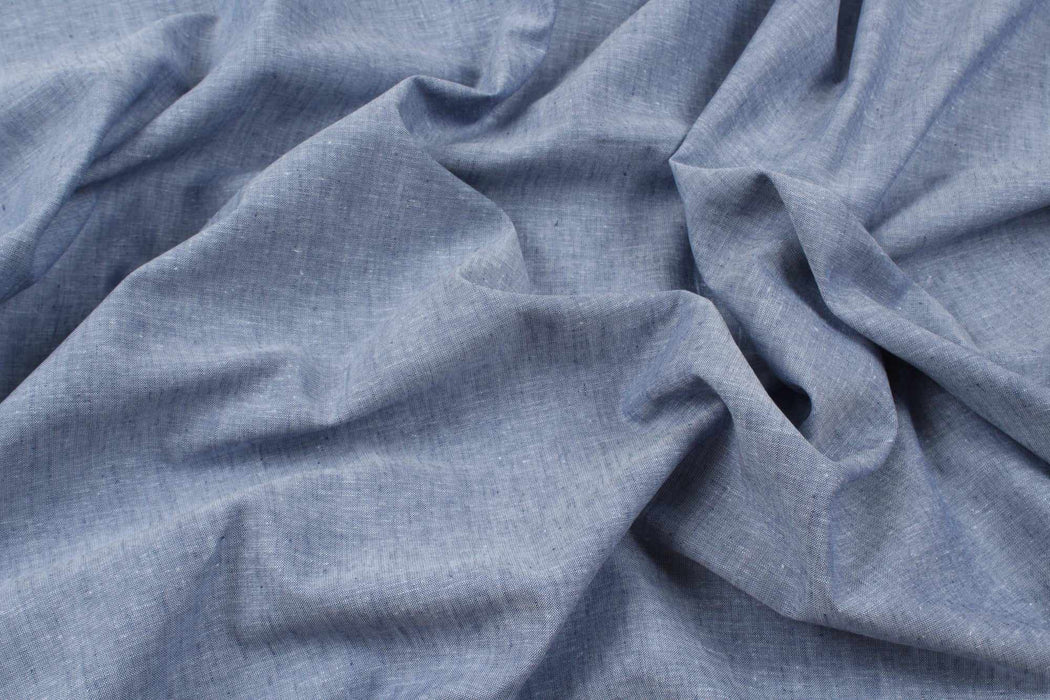 European Flax Certified Linen Cotton - Yarn Dyed - Navy (1Mt Remnant)-Remnant-FabricSight