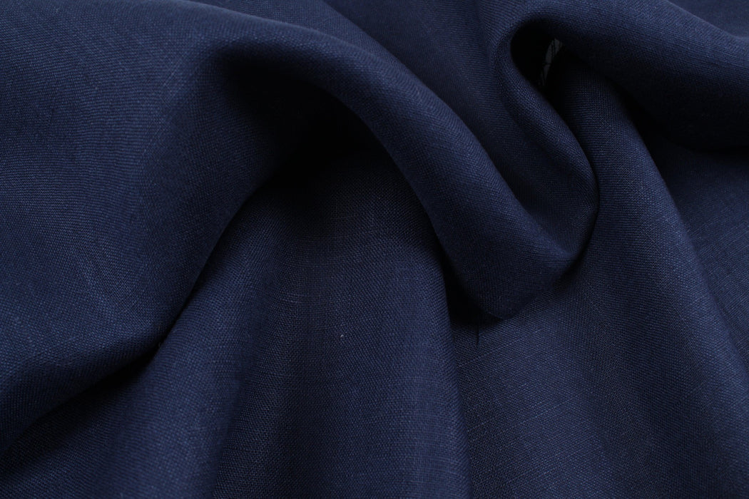 European Flax Washed Luxury Linen - Navy (Remnant)-Remnant-FabricSight