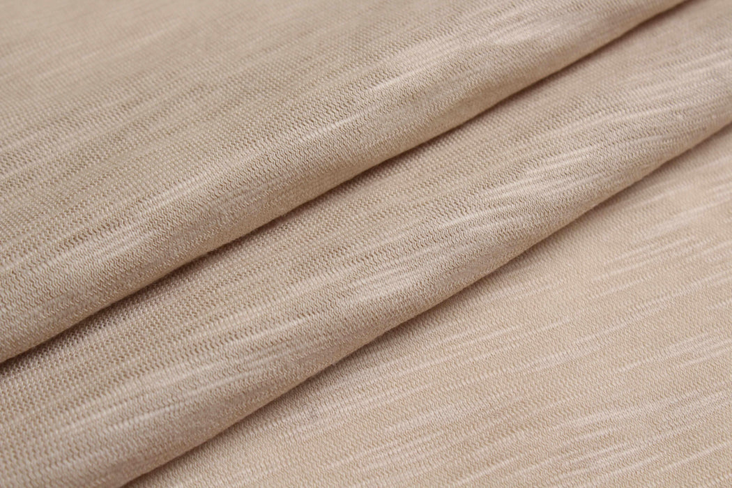Extra Fine 100% Cotton Slubbed Jersey - Beige-Fabric-FabricSight