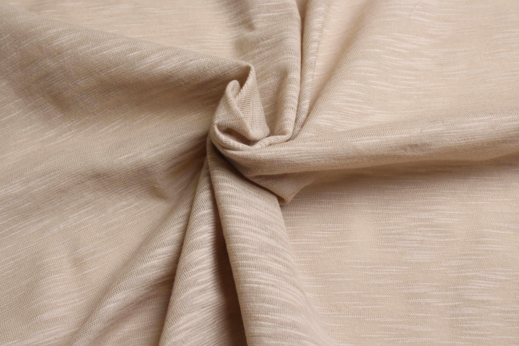 Extra Fine 100% Cotton Slubbed Jersey - Beige-Fabric-FabricSight