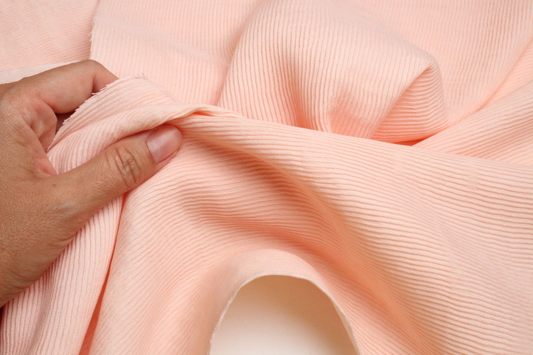 Pleated-Look Viscose Ottoman Fabric – Textured Fashion Fabric