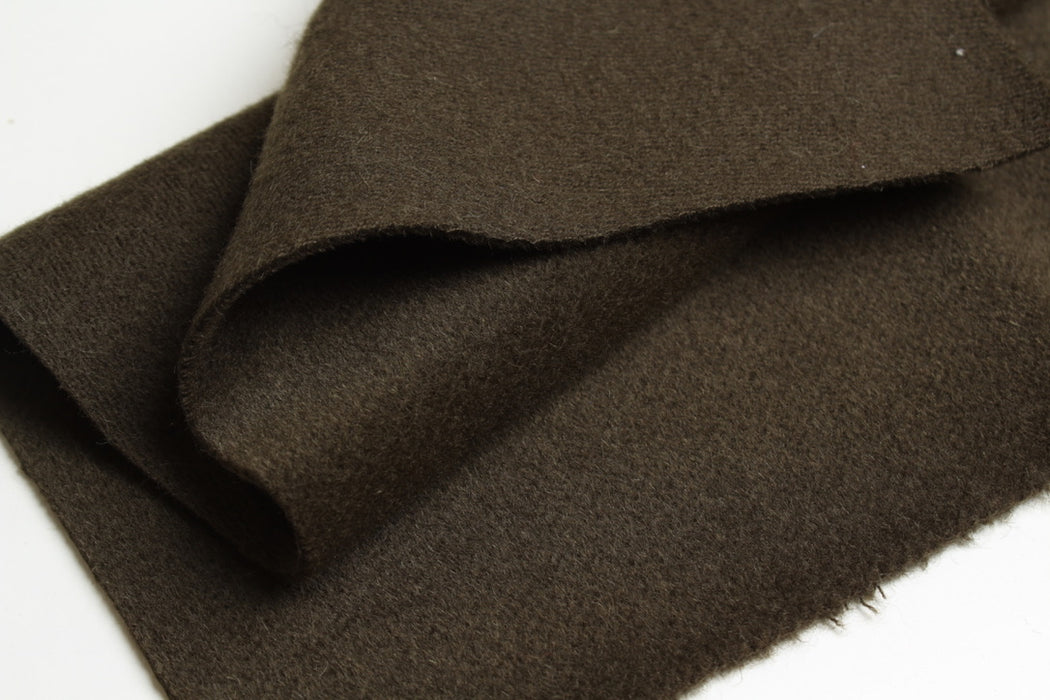Luxury Alpaca & Virgin Wool Coating – Khaki Green – Designer Deadstock