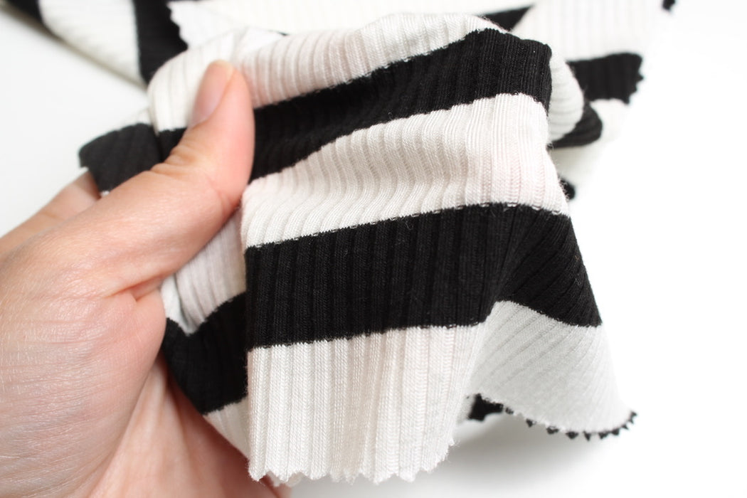 Stretch Viscose 2x2 Stripes Rib - 3 colors available