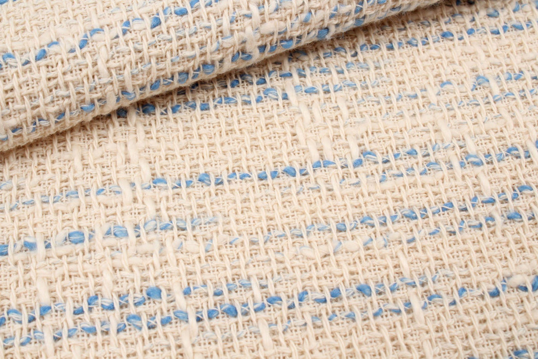 Fancy Slubbed Cotton Tweed - Blue-Fabric-FabricSight