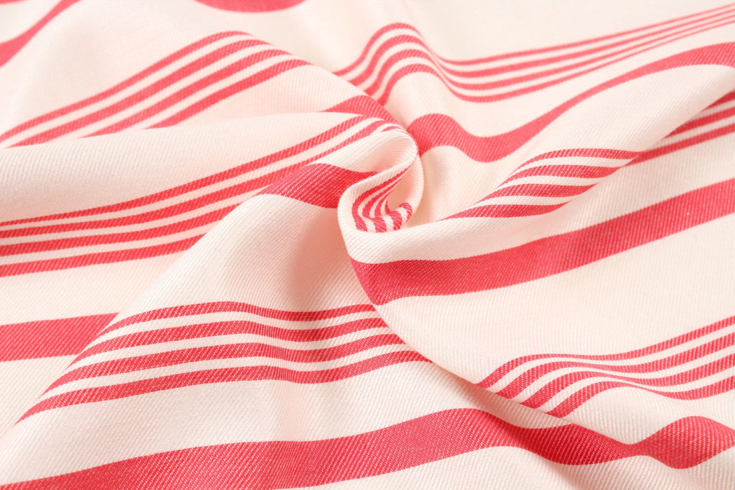 Fluid Cotton Blend - Red Stripes-Fabric-FabricSight
