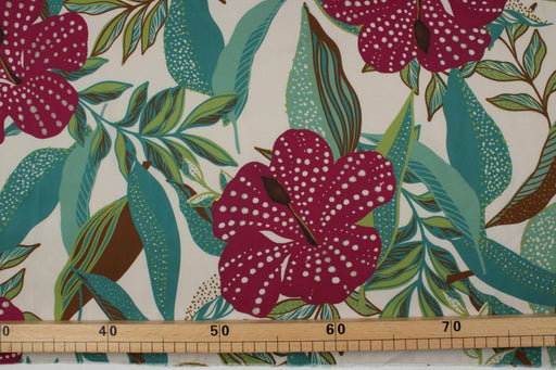 Fluid Satin - Light-Weight - Tropical Flowers Print-Fabric-FabricSight