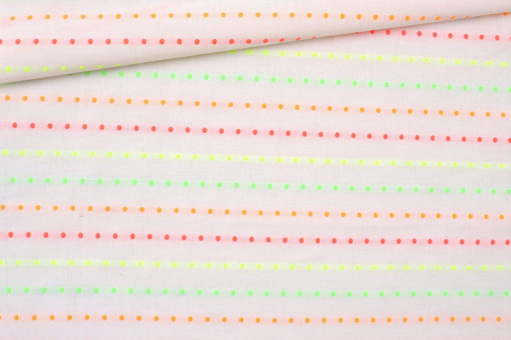 Fluor Stitches Stripes on Poplin (1 Meter Remnant)-Remnant-FabricSight
