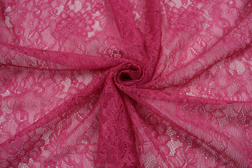 Fuchsia Polyester Lace - Floral-Fabric-FabricSight