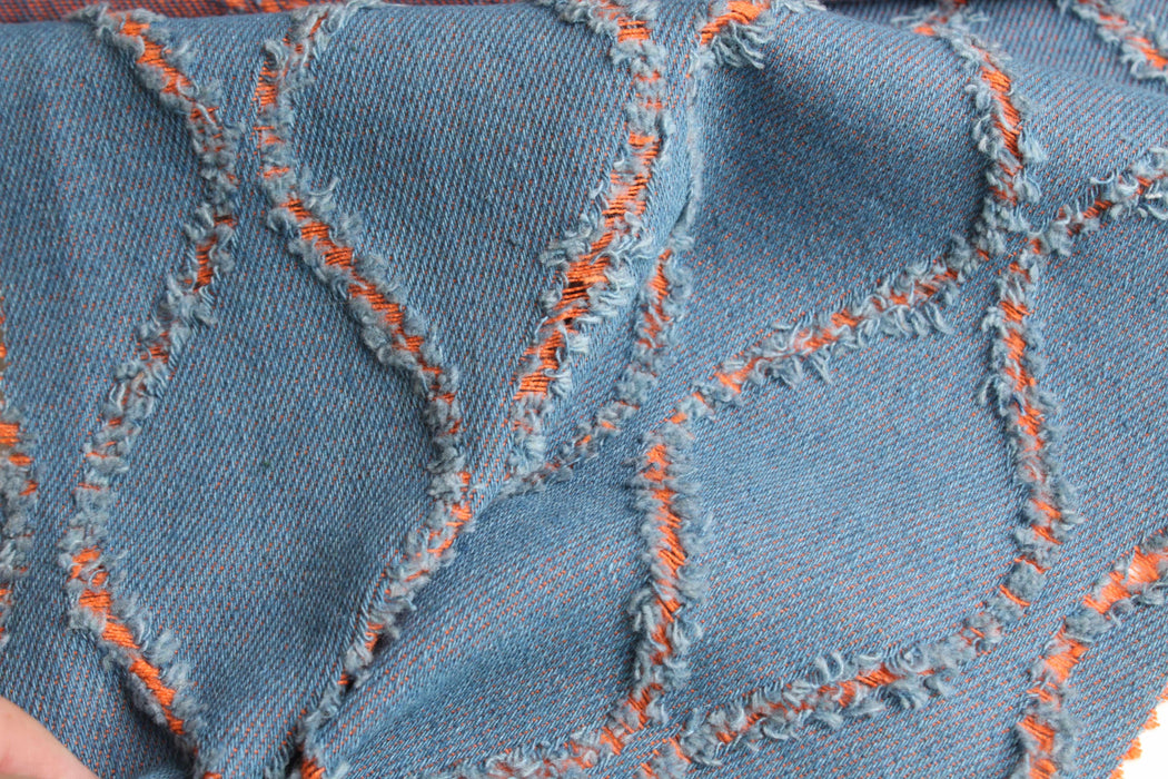 Geometric Broken Denim – Recycled Cotton Blend-Fabric-FabricSight