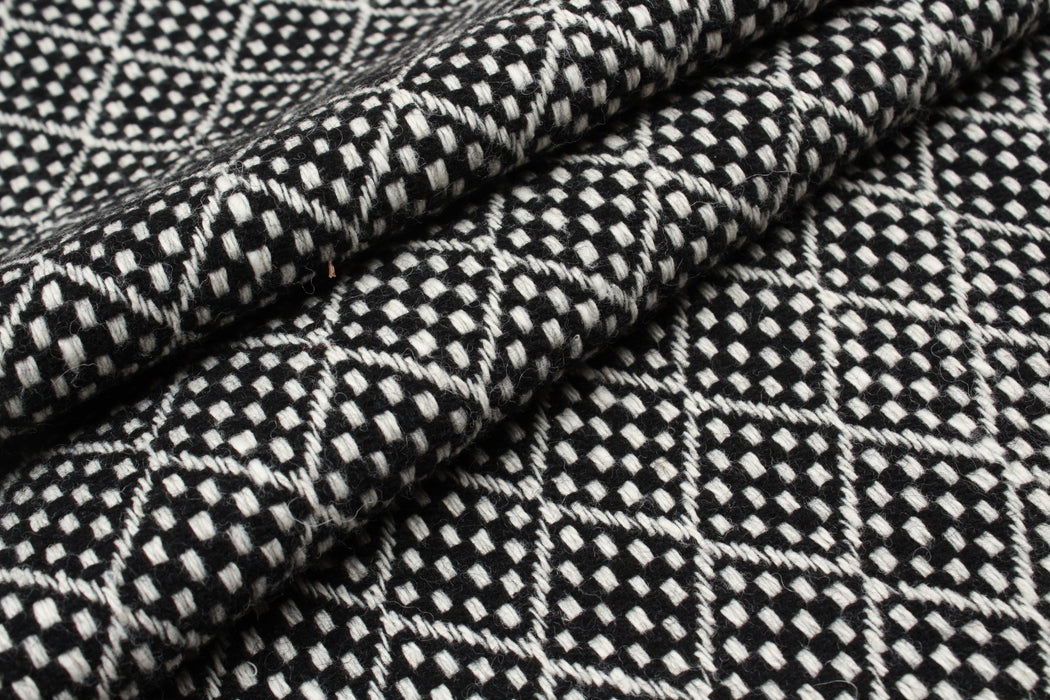 Geometrical Jacquard Recycled Wool - Double Face-Fabric-FabricSight