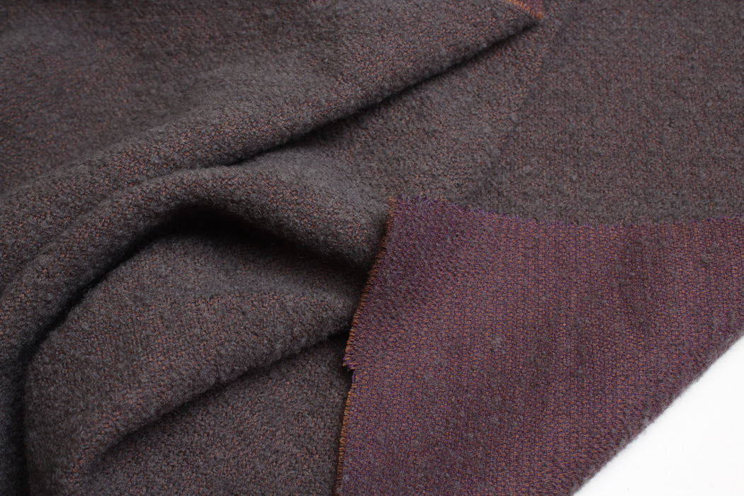 Grey and Purple Wool Blend Tweed Bouclé – Made in Spain-Fabric-FabricSight