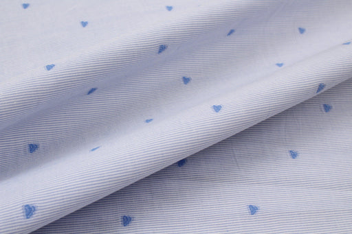 Hearts Plumeti on Striped Cotton Shirting-Fabric-FabricSight