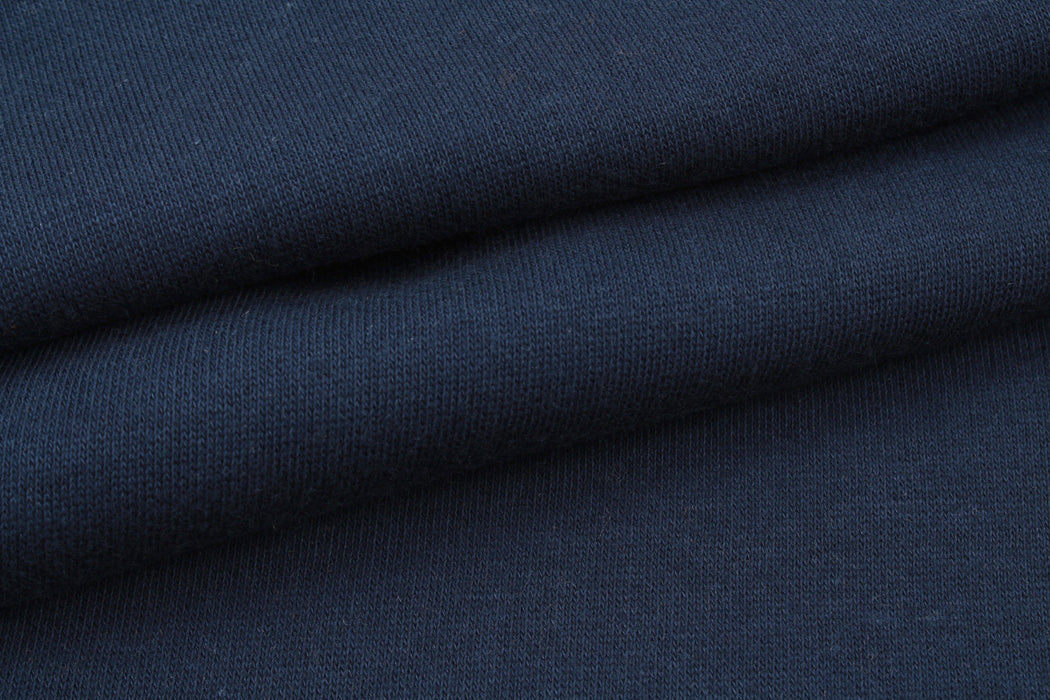 Heavy Brushed Organic Cotton Fleece - Navy-Fabric-FabricSight