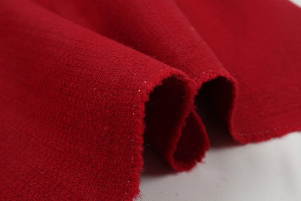 Heavy Recycled Wool Tweed for Outwear - Red-Fabric-FabricSight