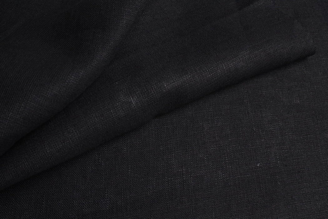 Heavyweight Linen Fabric – 100% European Flax® – Black & Brown-Fabric-FabricSight