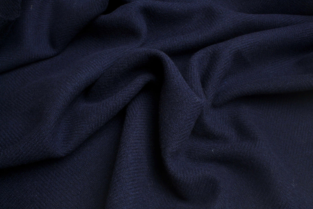 Herringbone Textured Wool Fabric for Coats - Double Face-Fabric-FabricSight