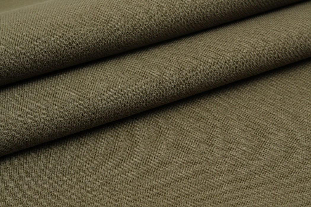 Knitted Cotton Twill - Khaki-Fabric-FabricSight