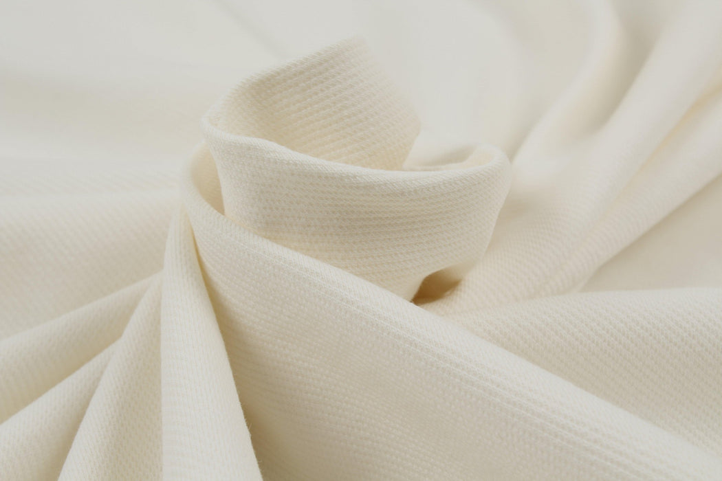 Knitted Cotton Twill - Off White-Fabric-FabricSight