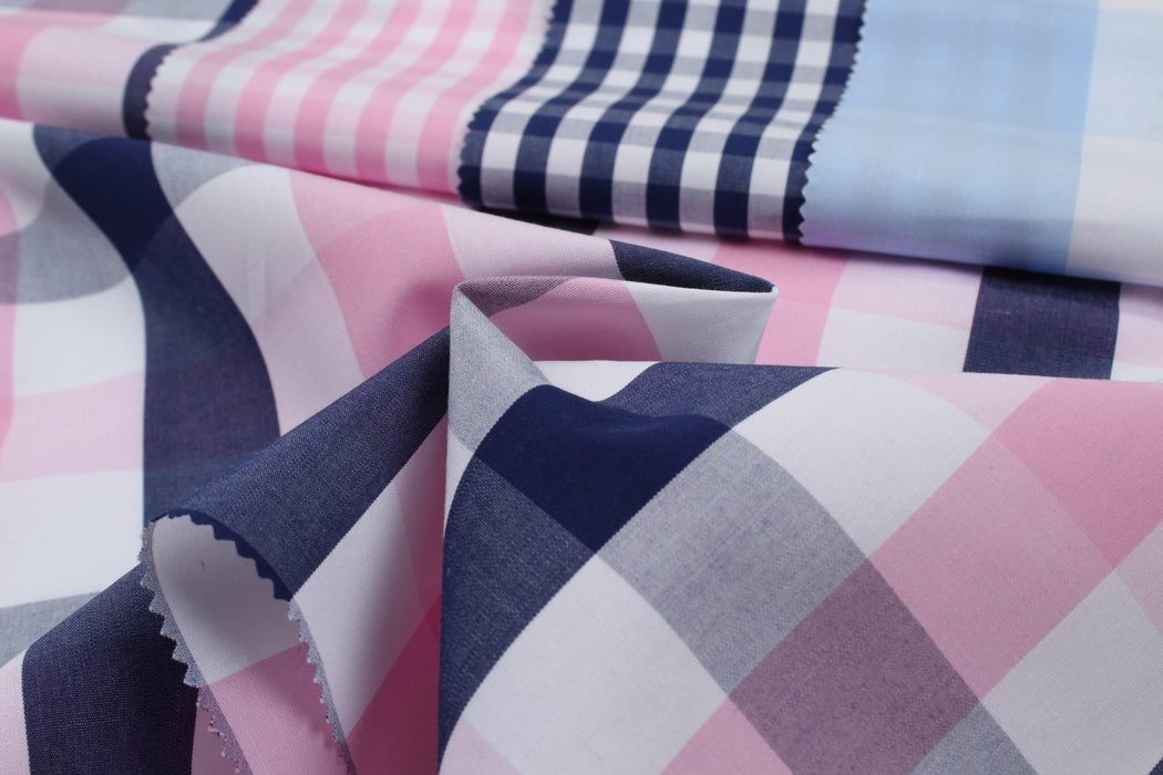 Light Cotton Poplin Checks for Shirting - 2 Colors Available-Fabric-FabricSight