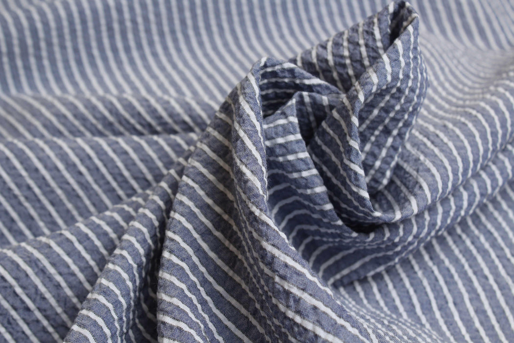 Light Cotton Seersucker - Stripes - 4 Variants Available-Fabric-FabricSight
