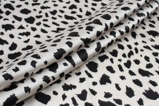 Light-Weight Satin - Black and White Leopard Print-Fabric-FabricSight