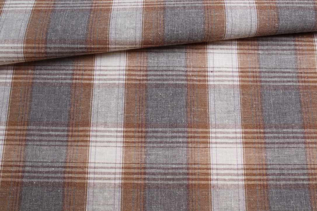 Linen Cotton Plaid Fabric – European Flax & Organic Cotton – Yarn Dyed-Fabric-FabricSight