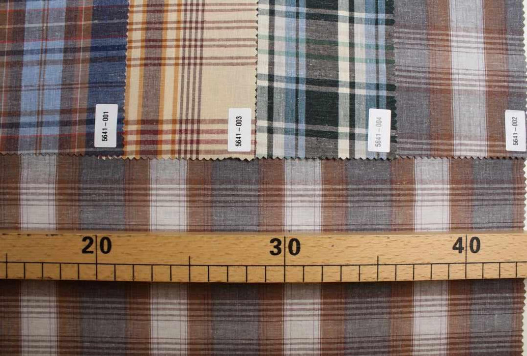 Linen Cotton Plaid Fabric – European Flax & Organic Cotton – Yarn Dyed-Fabric-FabricSight