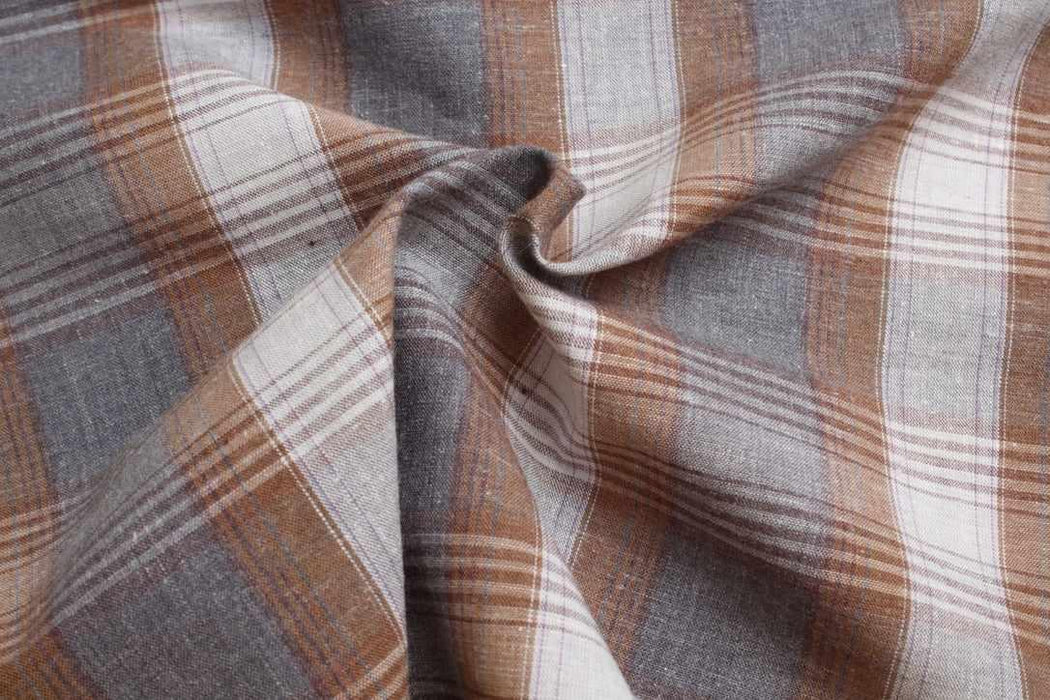 Linen Cotton Plaid Fabric – European Flax & Organic Cotton – Yarn Dyed-Fabric-FabricSight