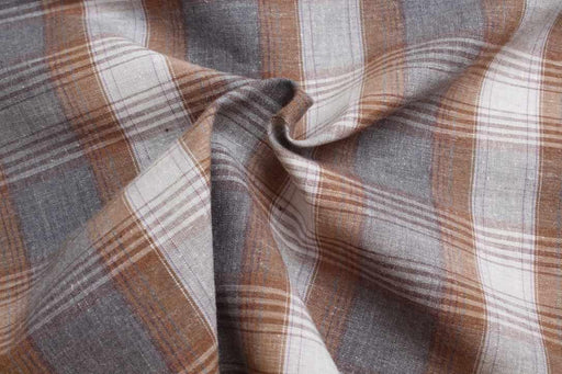 Linen Cotton Plaid Fabric – European Flax & Organic Cotton – Yarn Dyed-Fabric-FabricSight