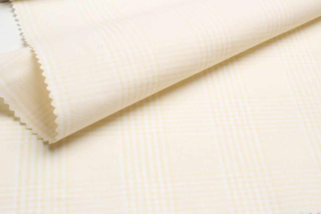 Linen Cotton Prince of Wales Check – White Base – European Flax & Organic Cotton-Fabric-FabricSight