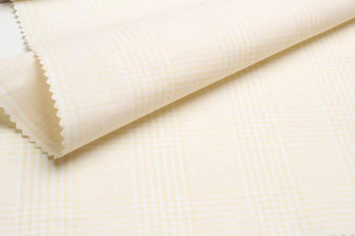 Linen Cotton Prince of Wales Check – White Base – European Flax & Organic Cotton-Fabric-FabricSight