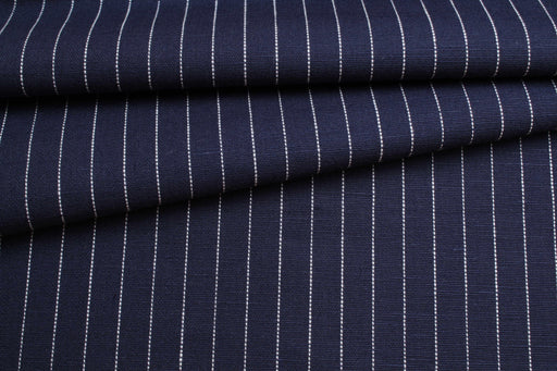 swatch-Linen Cotton Yarn-Dyed Stripe Shirting – European Flax - Denim Look-Fabric-FabricSight