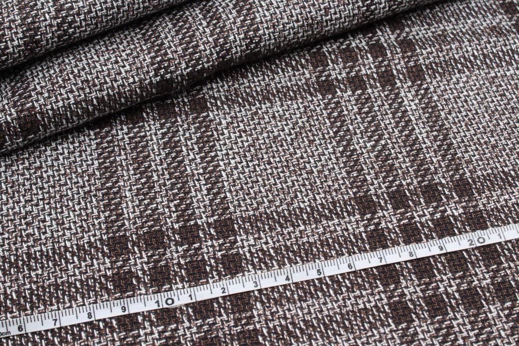 Linen Cotton for Jackets - Brown Checks-Fabric-FabricSight