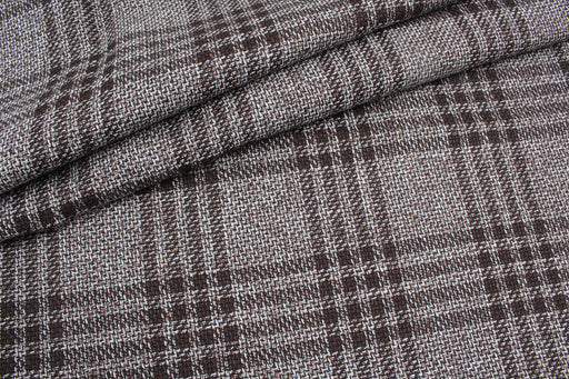 Linen Cotton for Jackets - Brown Checks-Fabric-FabricSight