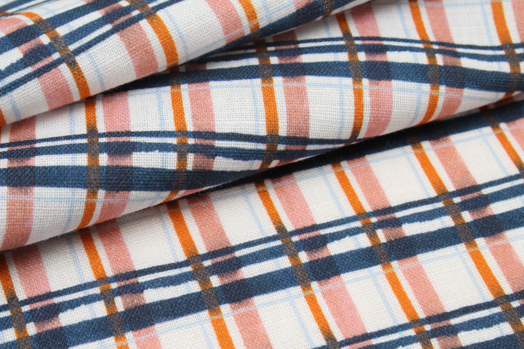 Linen Cotton for Tops - Checks Multicolor Print-Fabric-FabricSight
