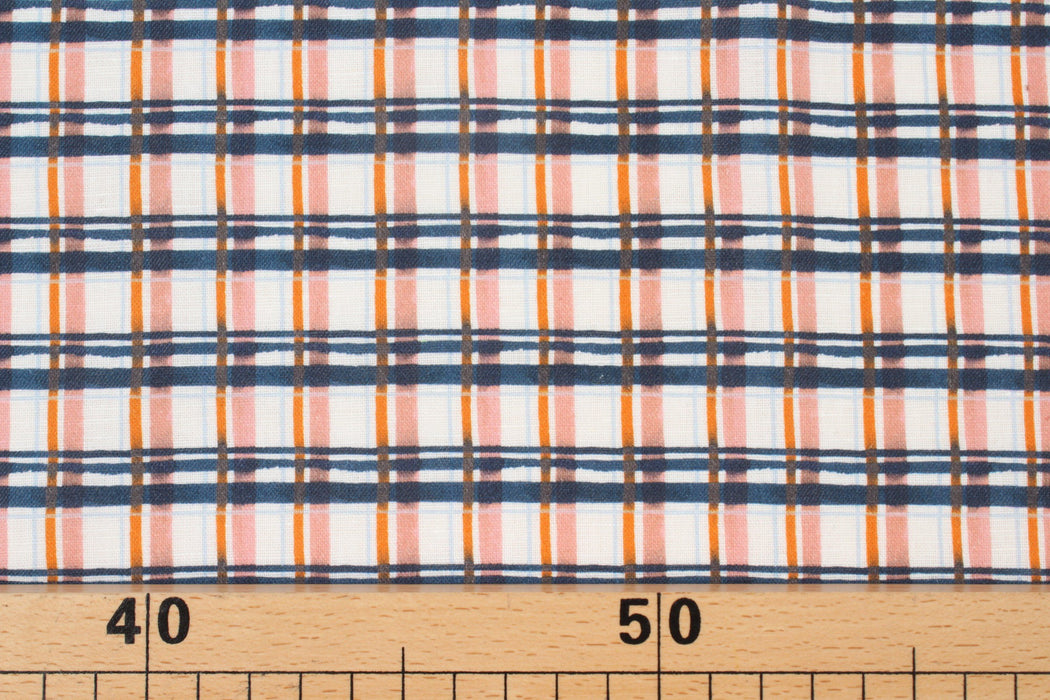 Linen Cotton for Tops - Checks Multicolor Print-Fabric-FabricSight