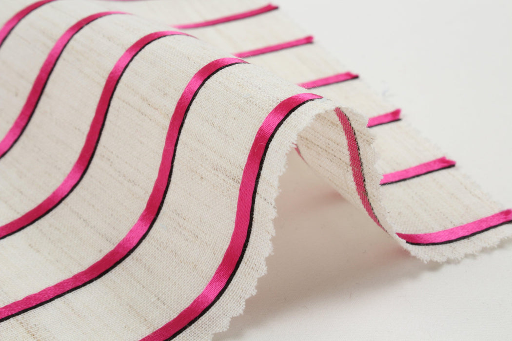 Linen Shiny Stripes Fabric - 2 Colors Available-Fabric-FabricSight