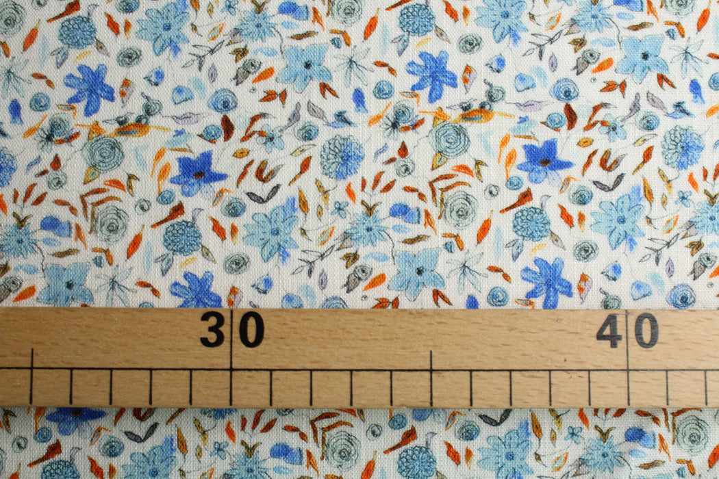 Linen Viscose Floral Print Fabric – Soft & Fluid – 100 g/m²-Fabric-FabricSight