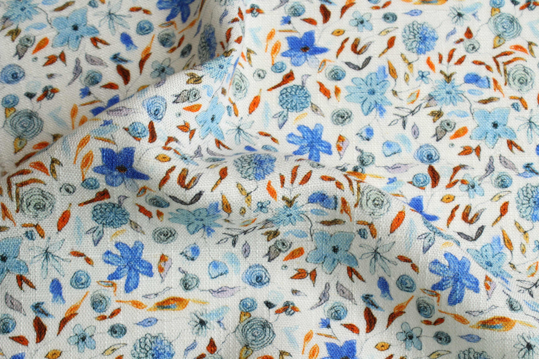 Linen Viscose Floral Print Fabric – Soft & Fluid – 100 g/m²-Fabric-FabricSight