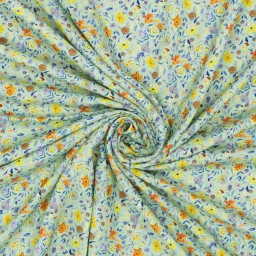 Linen Viscose Floral Print Fabric – Soft & Fluid – 100 g/m²-Fabric-FabricSight