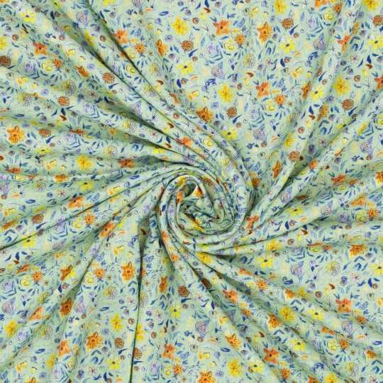 Linen Viscose Floral Print Fabric – Soft & Fluid – 100 g/m²-Fabric-FabricSight