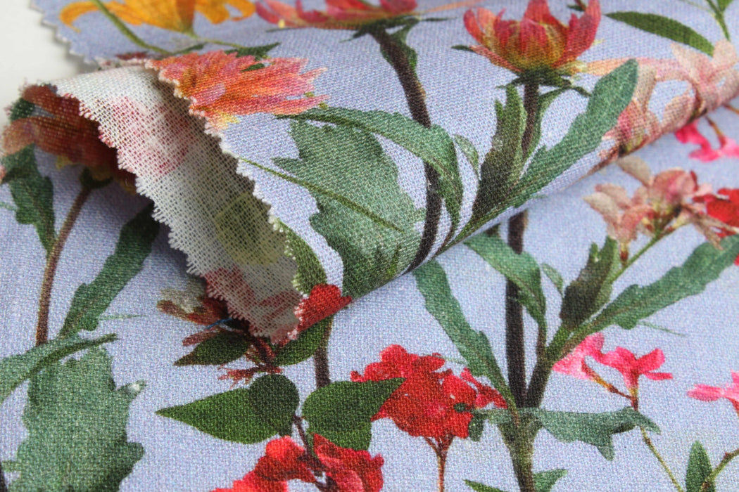 Linen Viscose Floral Print Fabric – Soft & Fluid – 195 g/m²-Fabric-FabricSight