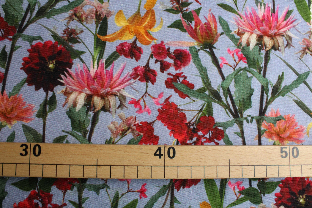Linen Viscose Floral Print Fabric – Soft & Fluid – 195 g/m²-Fabric-FabricSight