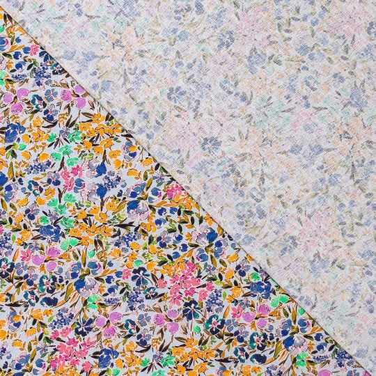 Linen Viscose Floral Print Fabric – Soft & Fluid – 195 g/m²-Fabric-FabricSight