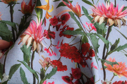 Linen Viscose Floral Print Fabric – Soft & Fluid – 195 g/m²-Fabric-FabricSight