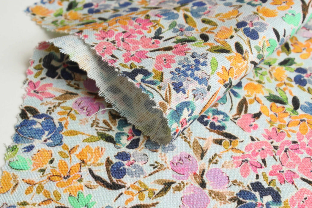 Linen Viscose Floral Print Fabric – Soft & Fluid – 195 g/m²-Fabric-FabricSight