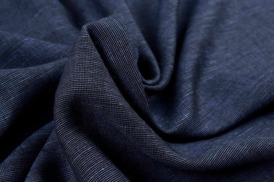 Linen Wool for Bottoms - Melange Blue-Fabric-FabricSight
